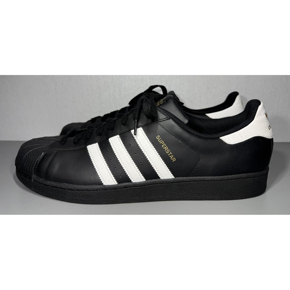 Adidas Superstar Shoes Mens Size 20 Black White Leather Shell Toe B27140 Classic - Picture 6 of 11